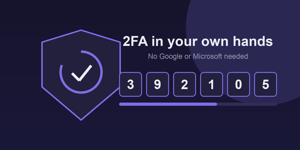 2FA in eigen hand — je eenmalige inlogcodes genereer je zelf, zonder Google of Microsoft