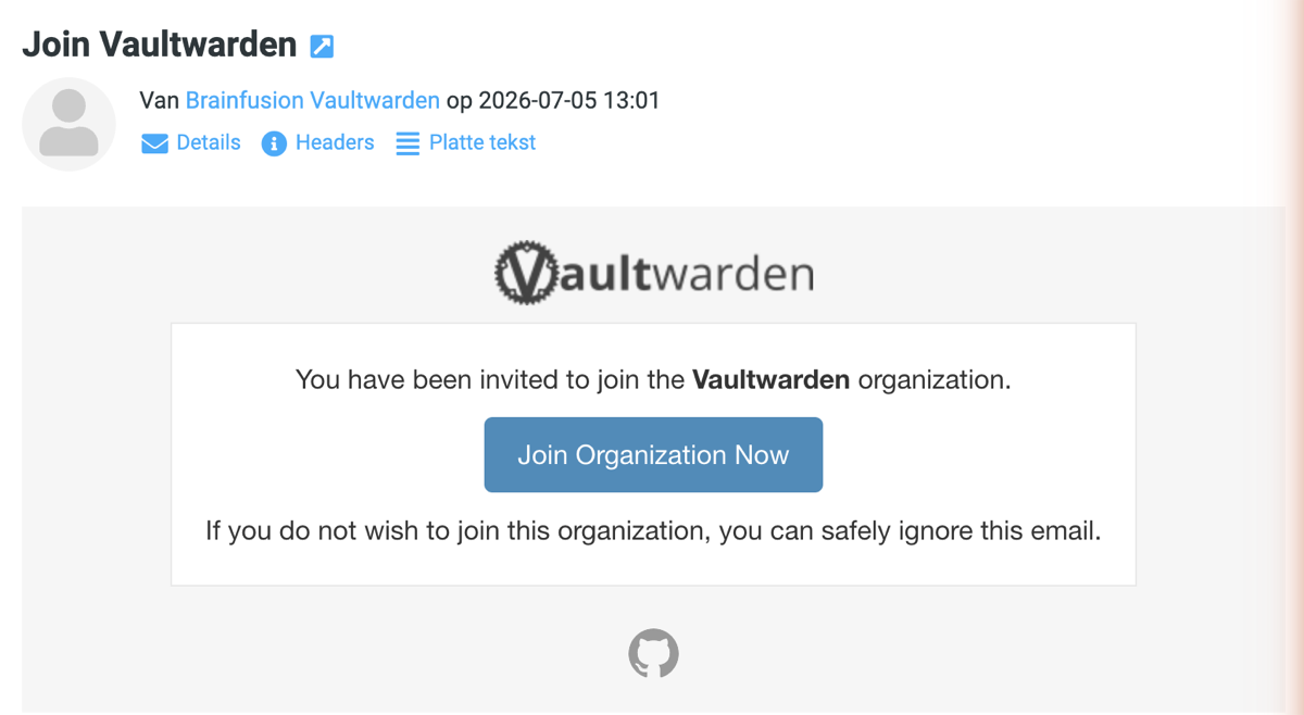 Uitnodiging in de inbox