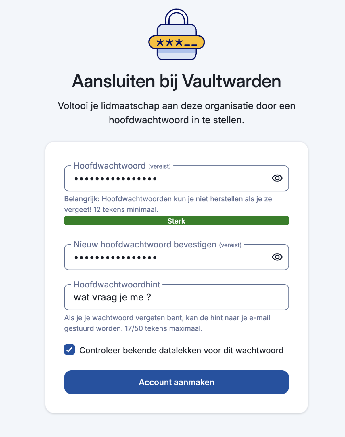 Masterwachtwoord kiezen