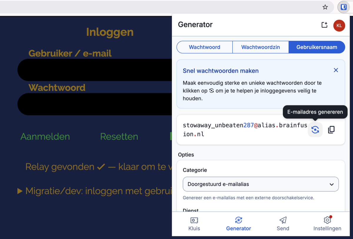 Generator met een verse alias