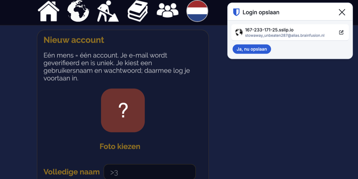 Sla deze login op?