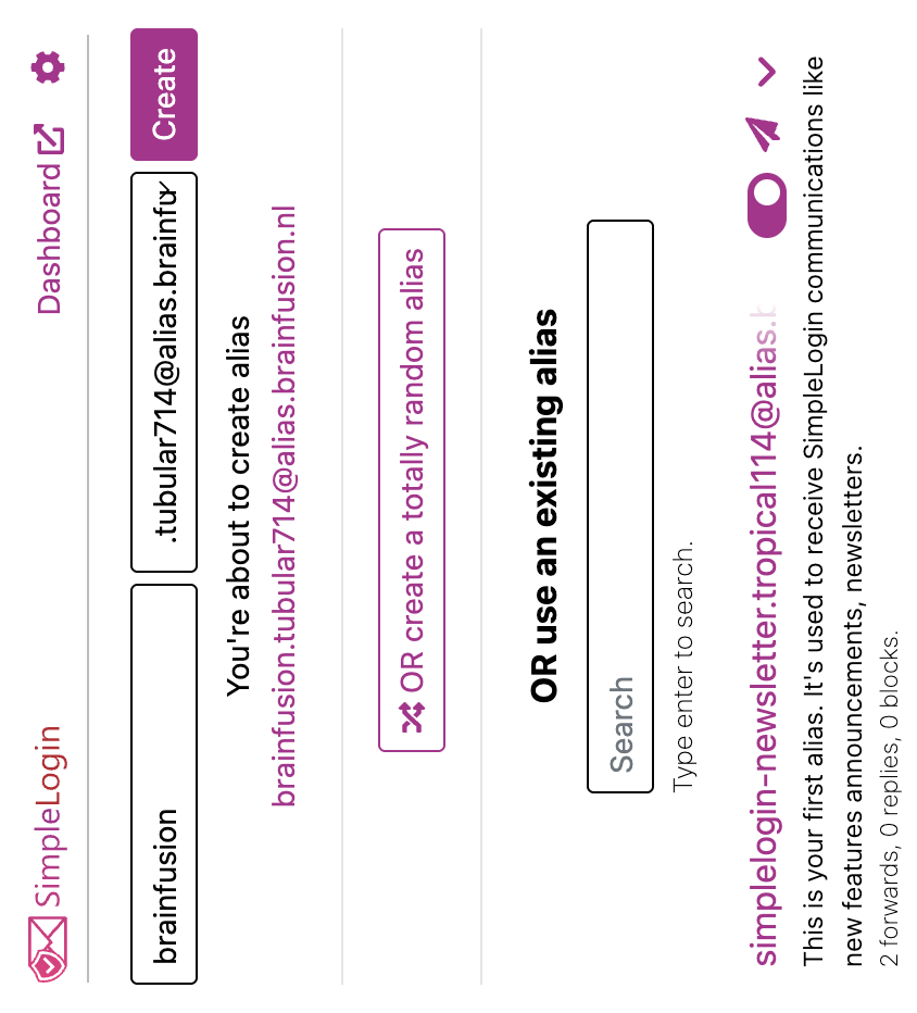 Herkenbaar alias aanmaken in de SimpleLogin-extensie